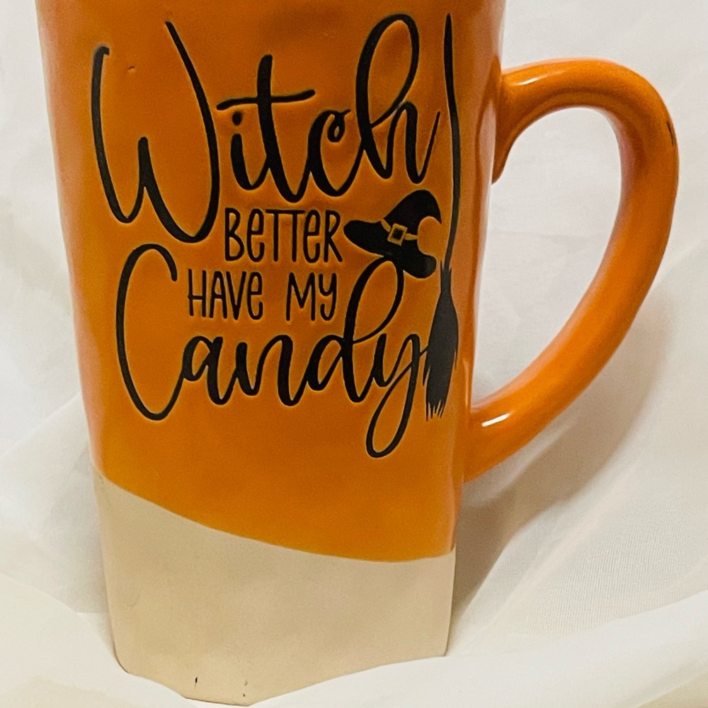 Orange Halloween Mug with Witch Design